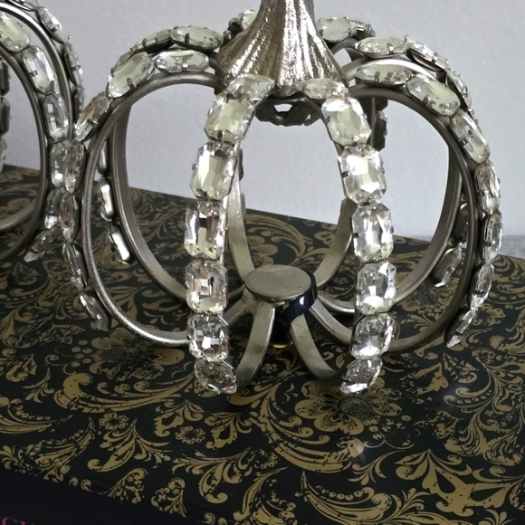 Christian Siriano 3 Pack Rhinestone Crystal Silver Metal Pumpkin Set - Picture 8 of 8